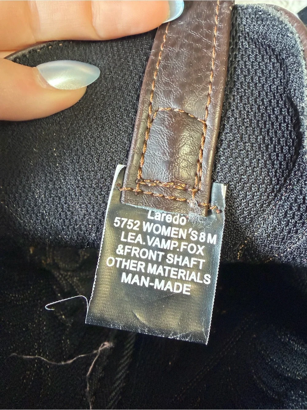 Laredo Brown Leather Accent Women's Boot Label Detail - Picture 5 of 6